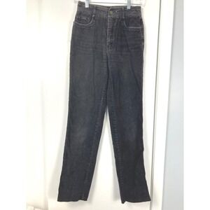 Vintage Jordache Black Corduroy High Waisted Straight Leg Pants waist 26 raw hem